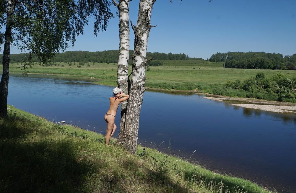 Nude near birch upon Volga #6