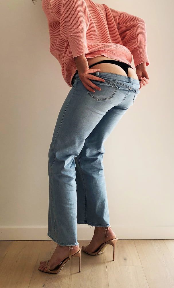 Exposed thong in jeans & stiletto's 2 #5