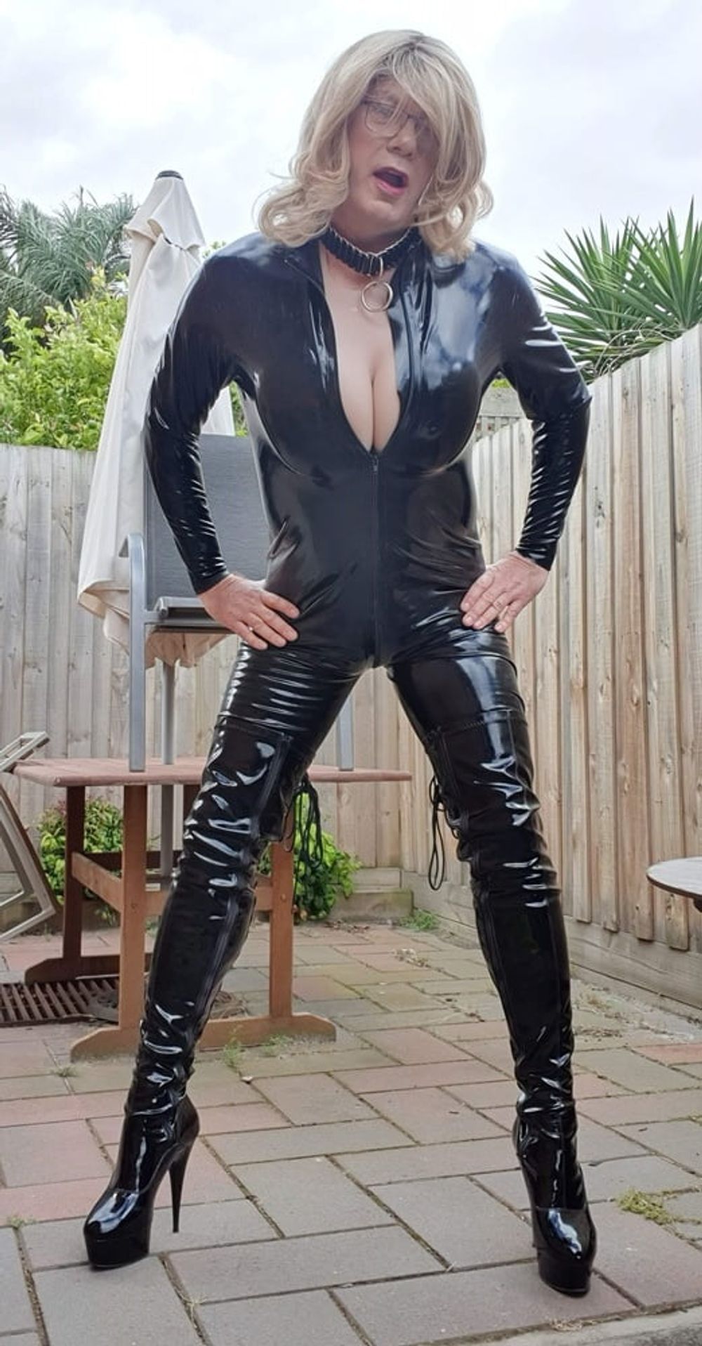 Rachel Latex in her Catsuit and Thigh Highs #11