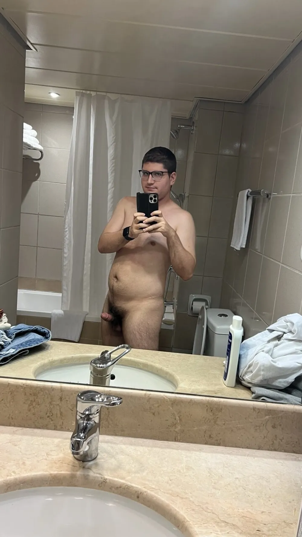 Naked in front of a mirror in the bathroom #2