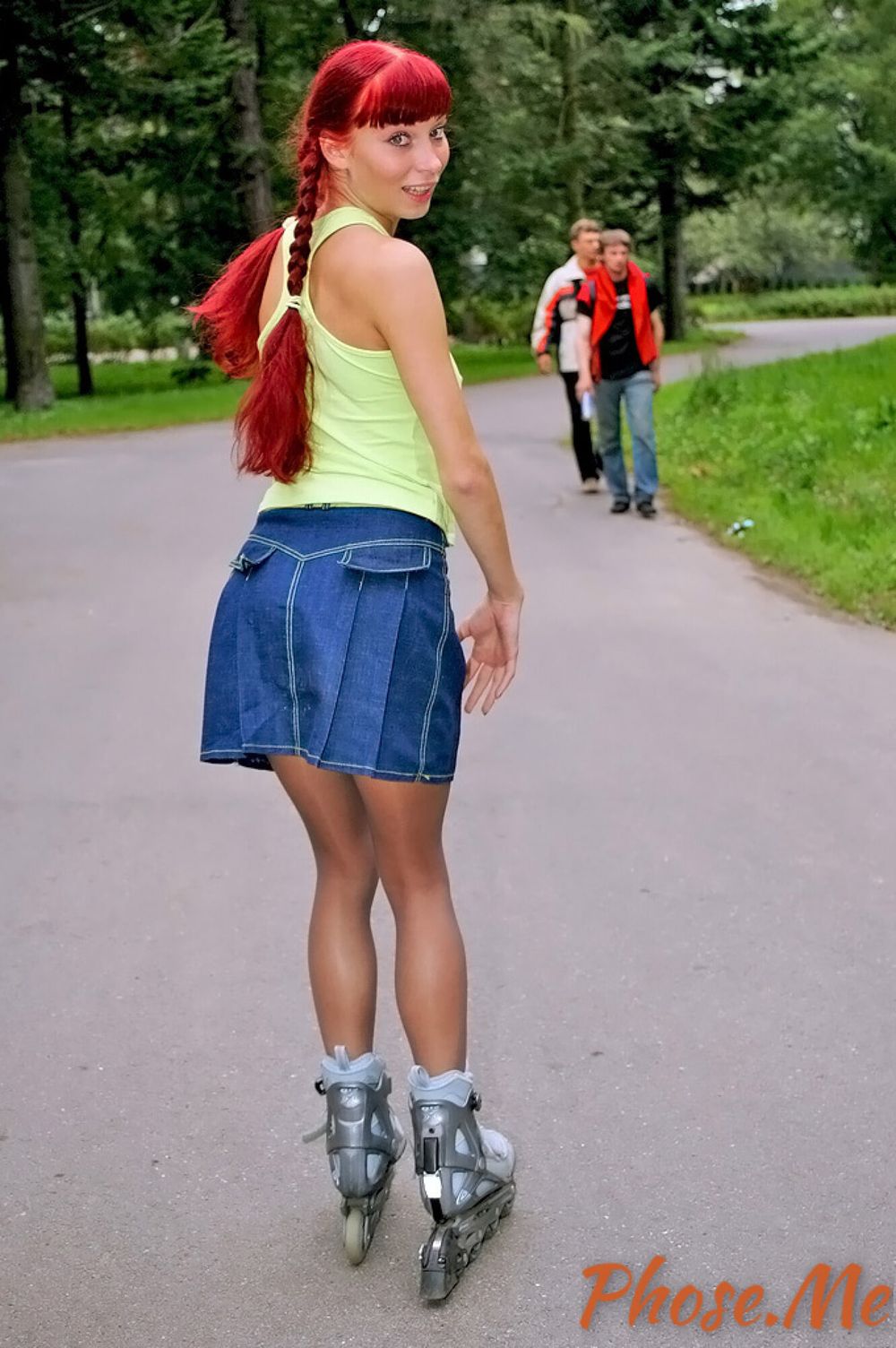 Redhead On Rollerblades Wearing Pantyhose #30