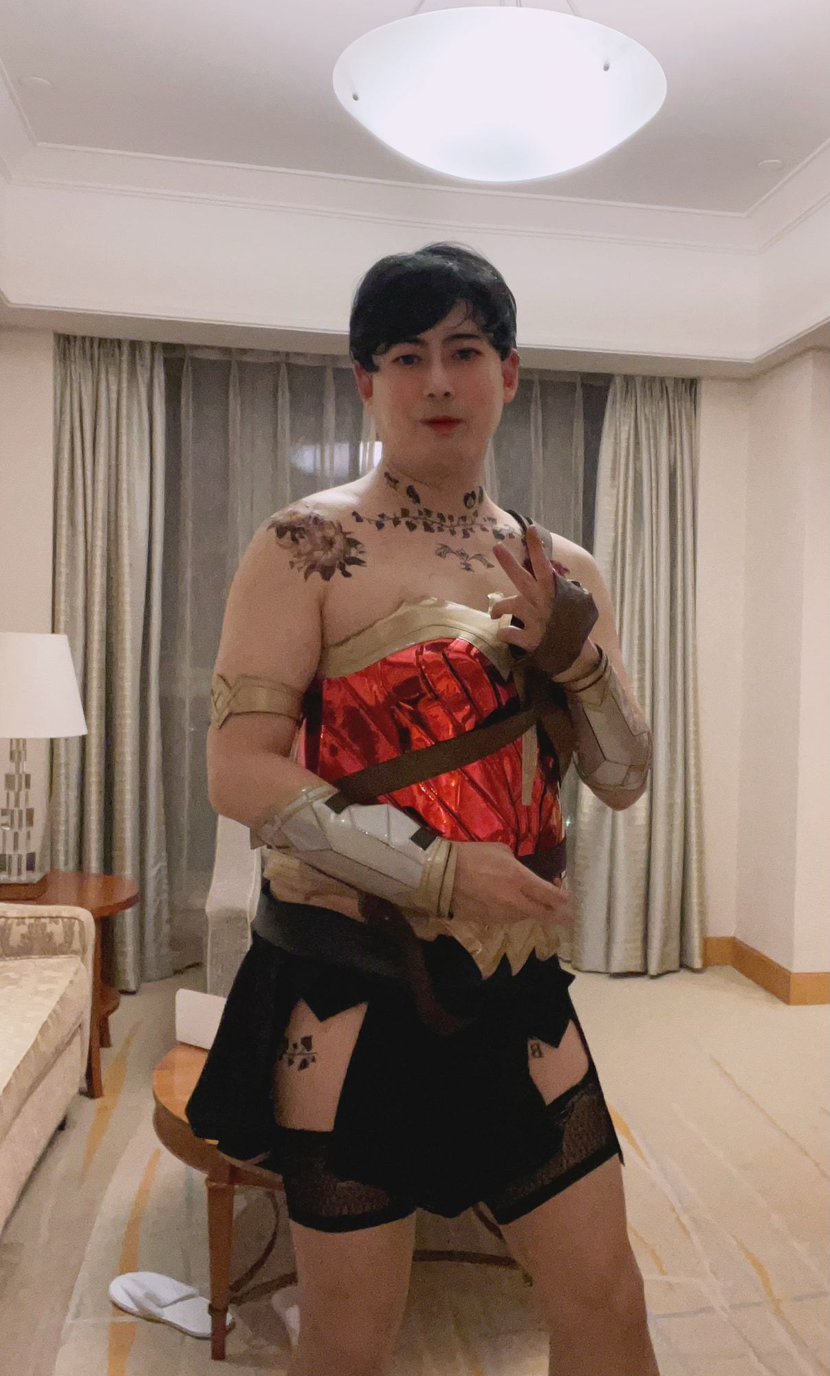 Asian sissy slut in wonder woman custome with tattoo #2