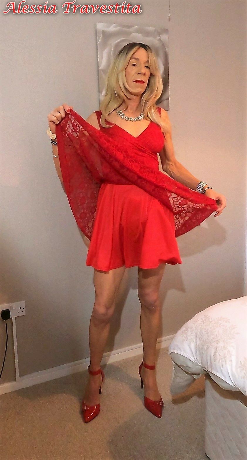 65 Alessia Travestita in Flirty Red Dress #39