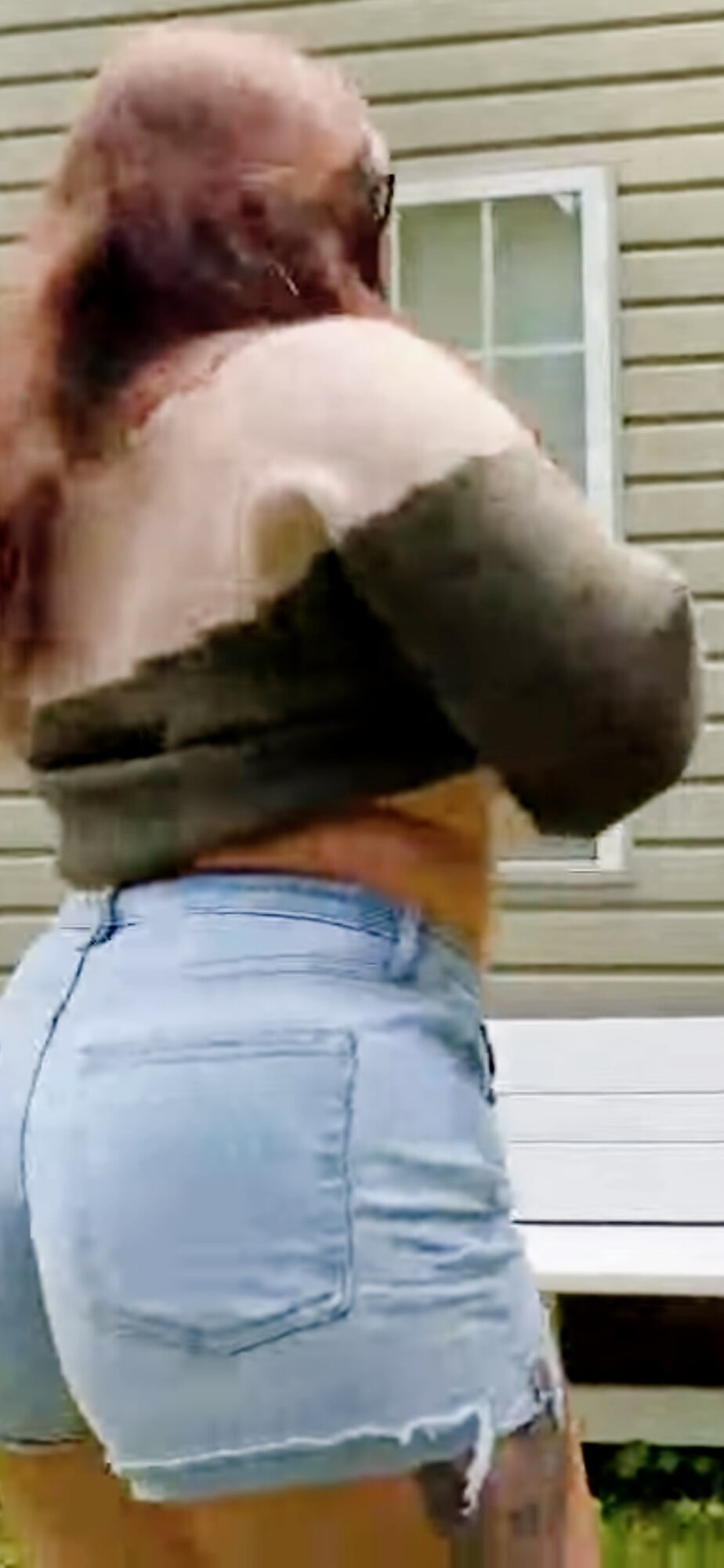 I was outdoors in my green sweater by my 43f boss’s window #12