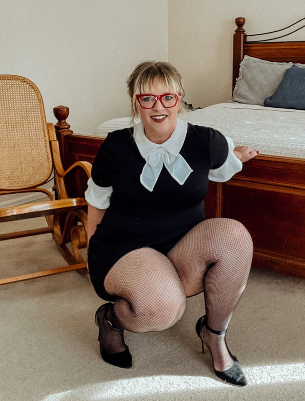 BBW Wednesday Addams Fish Nets and Heels #11