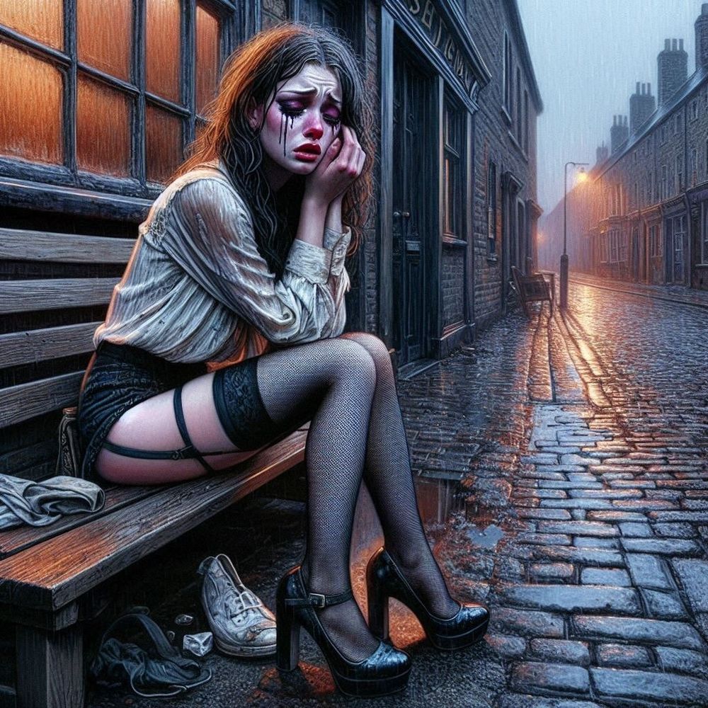 Crying and smoking ladies in Stockings  #9