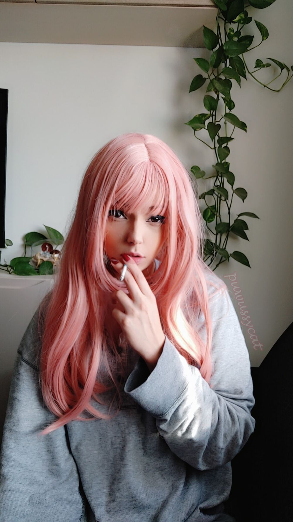 Pink Hair Gf Smoking #2