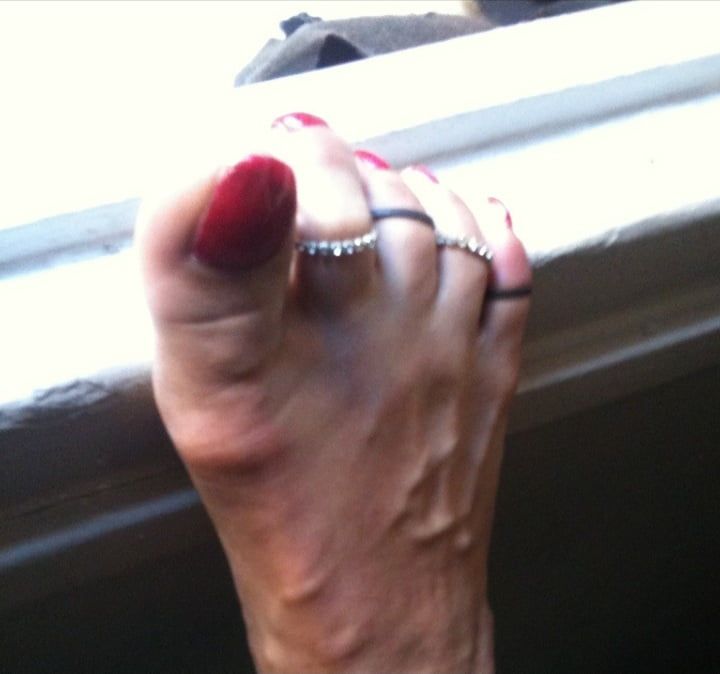 red toenails mix (older, dirty, toe ring, sandals mixed). #55
