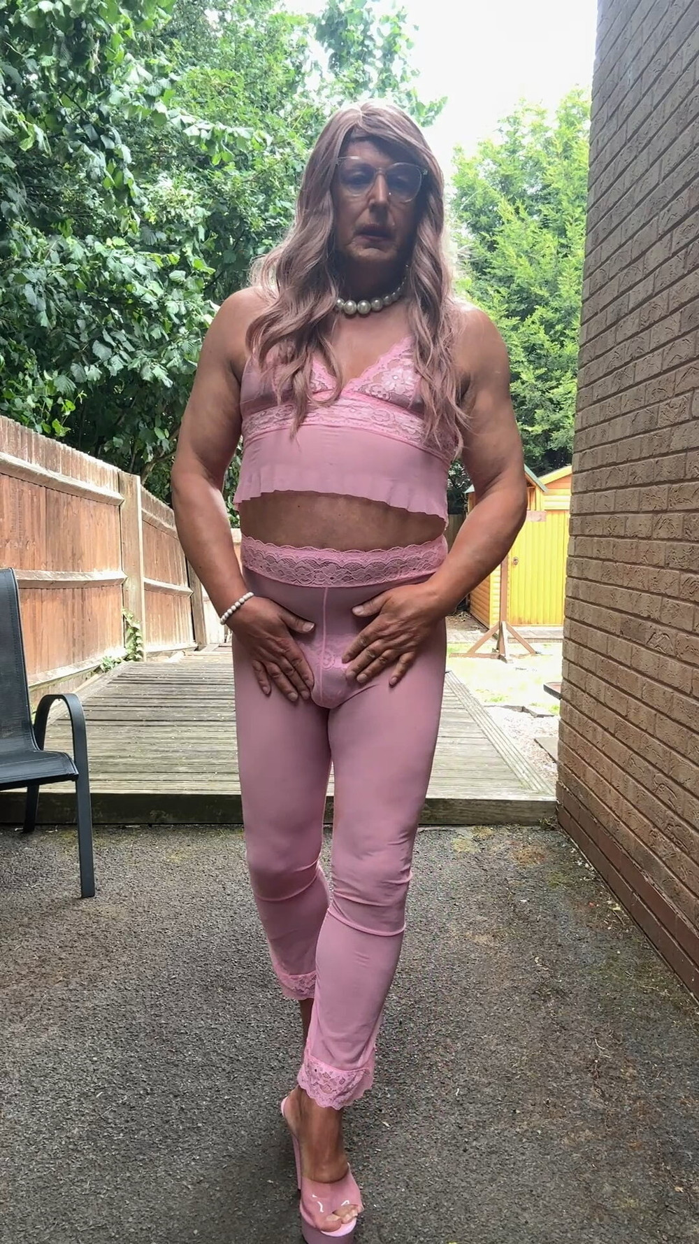 Sexy Crossdresser kellycd2022 in pink outfit and heels  #57