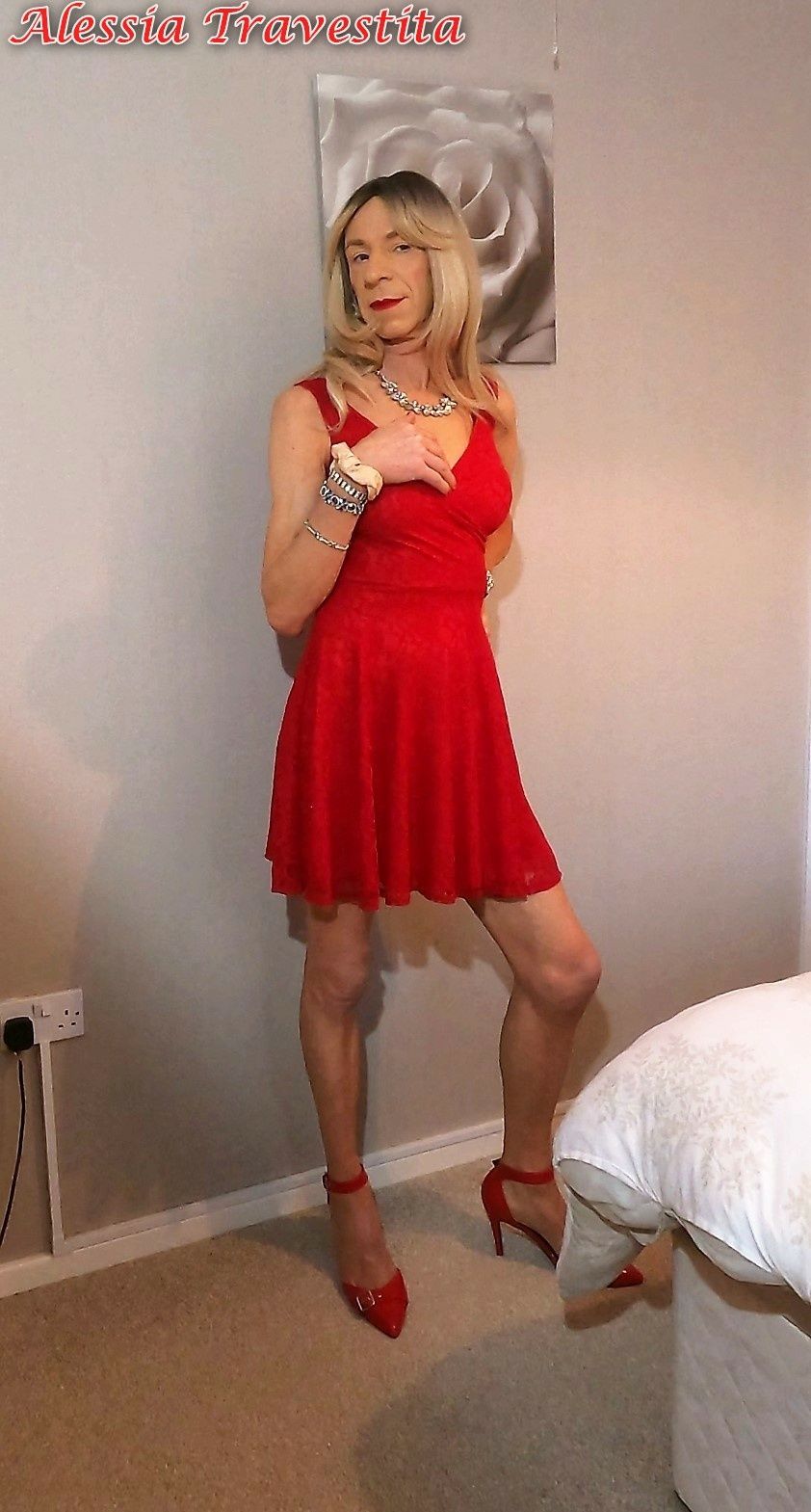 65 Alessia Travestita in Flirty Red Dress #44