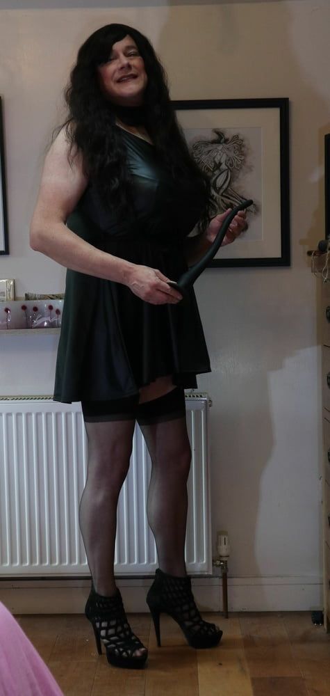 sissy in black stockings and short dress #21