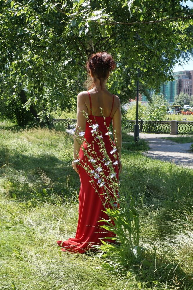 Red dress - green garden #22