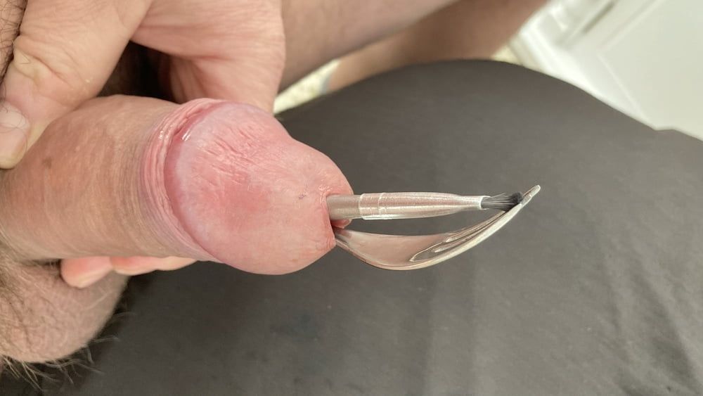 Fork + paintbrush urethral cock stuffing #8