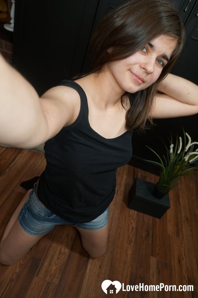 Brunette teen just loves to strip during selfies #6