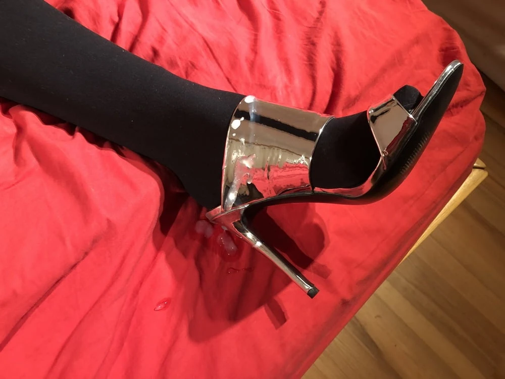 Silver High Heel Mules #33