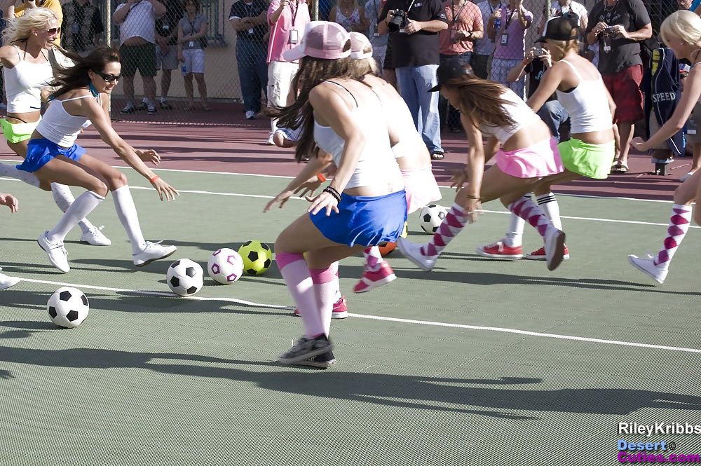 Naked girls playing dodgeball outdoors #54