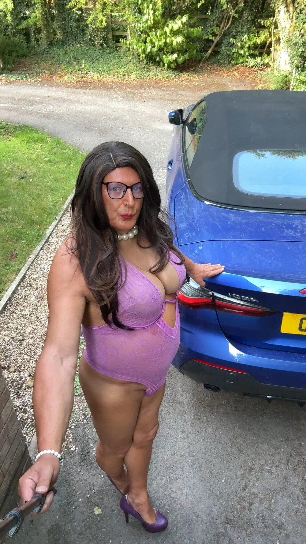 Sexy Crossdresser Kellycd2022’s in purple bodysuit and heels #28