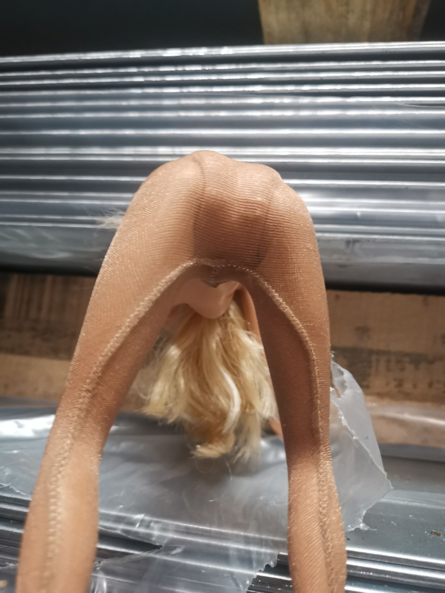 Sexy Barbie doll pantyhose at work  #9