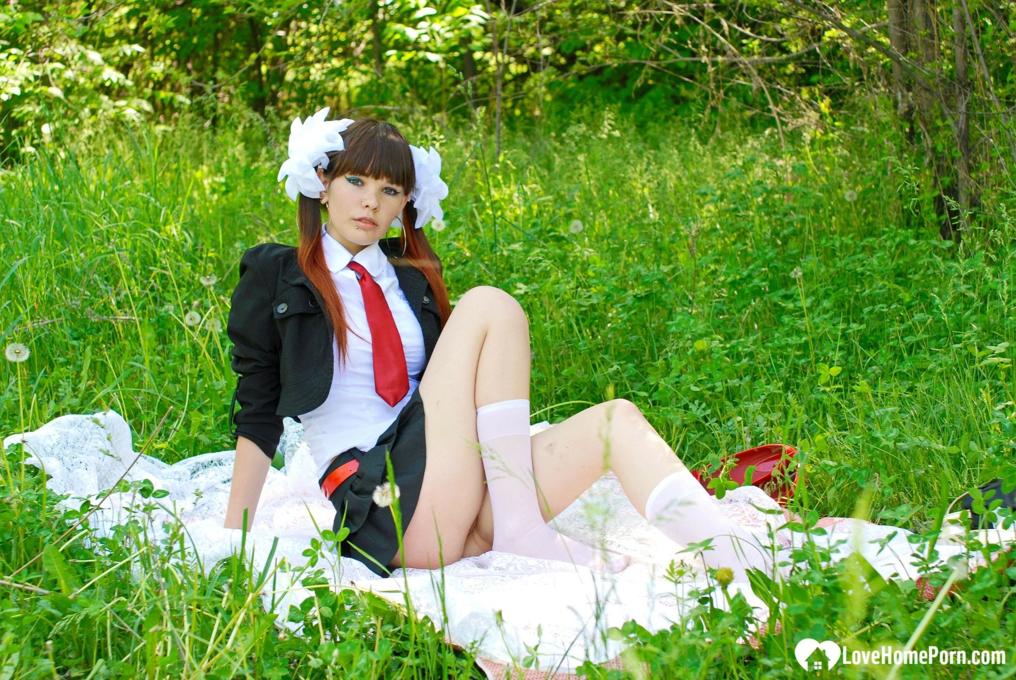 Schoolgirl turns a picnic into a teasing session #45
