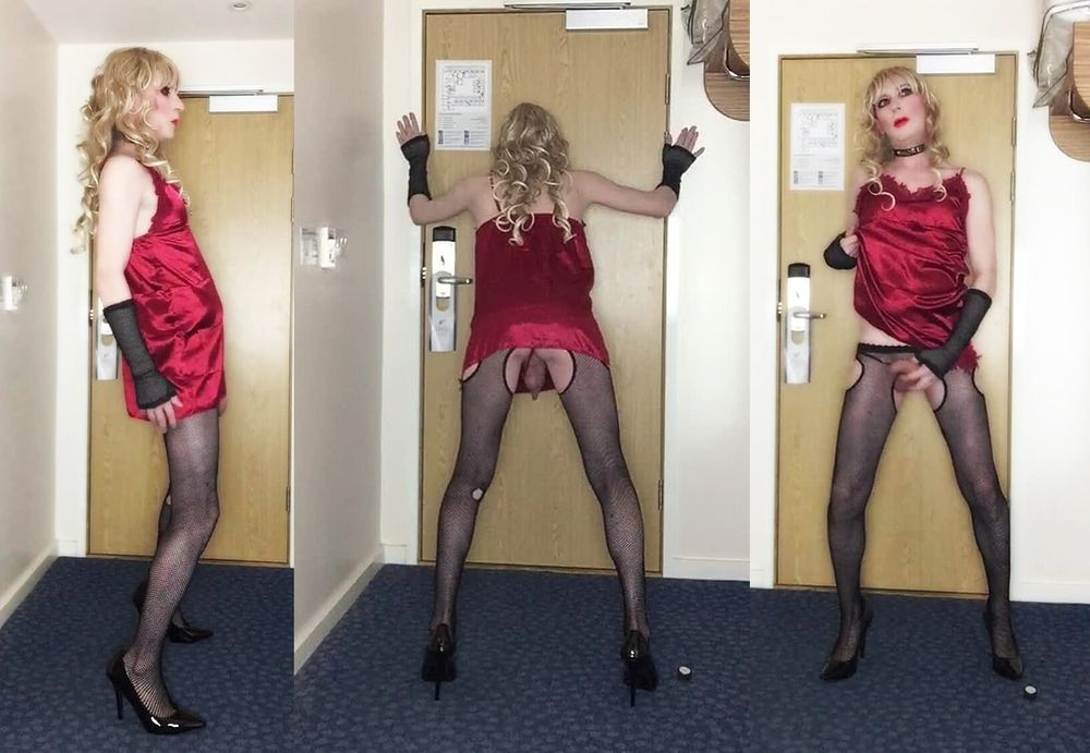 Skanky sissy in red dress #23