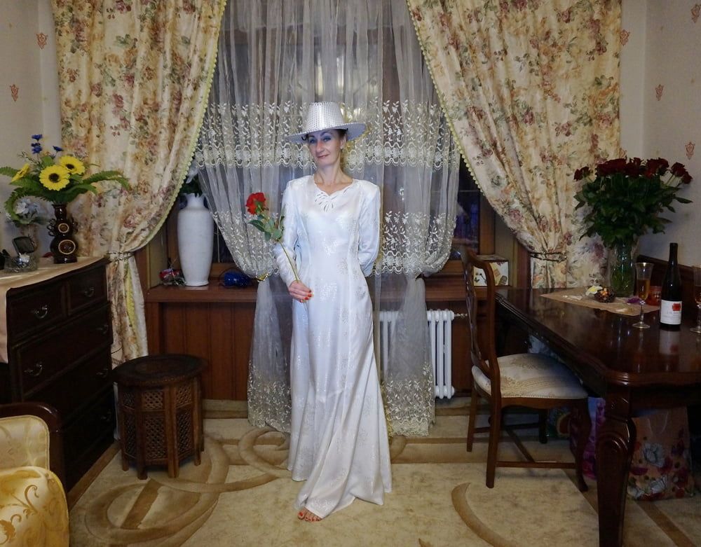 In Wedding Dress and White Hat #27