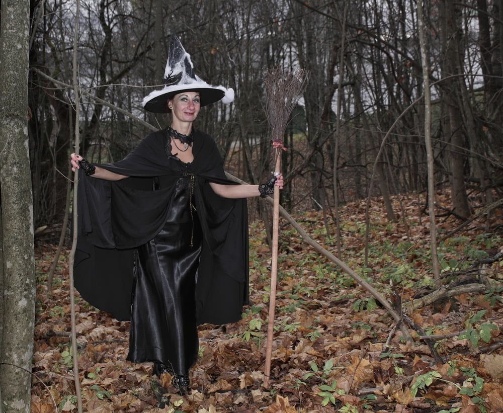 Witch with broom in forest #46