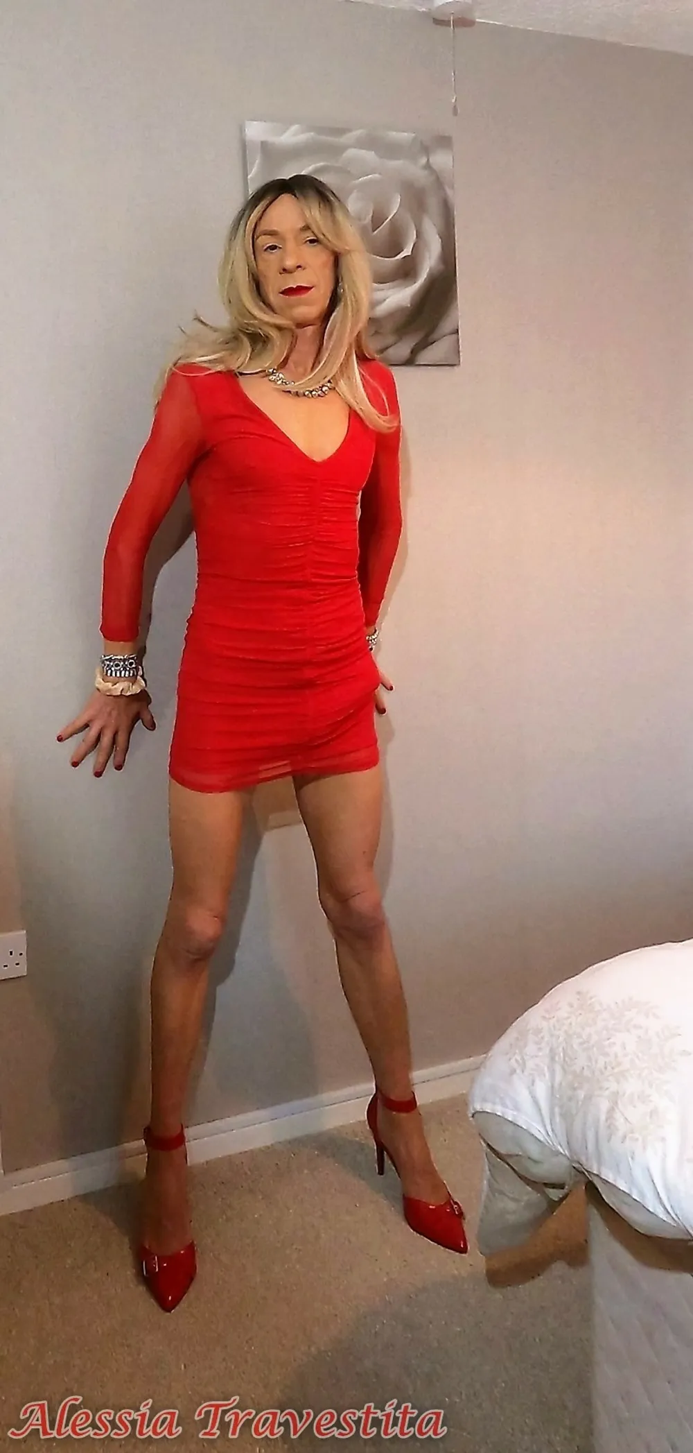 64 Alessia Travestita in Sheer Red Dress #32