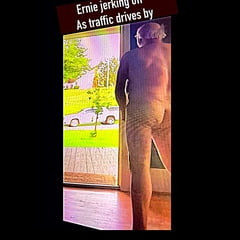 Grandpa Ernie wanking off at front door