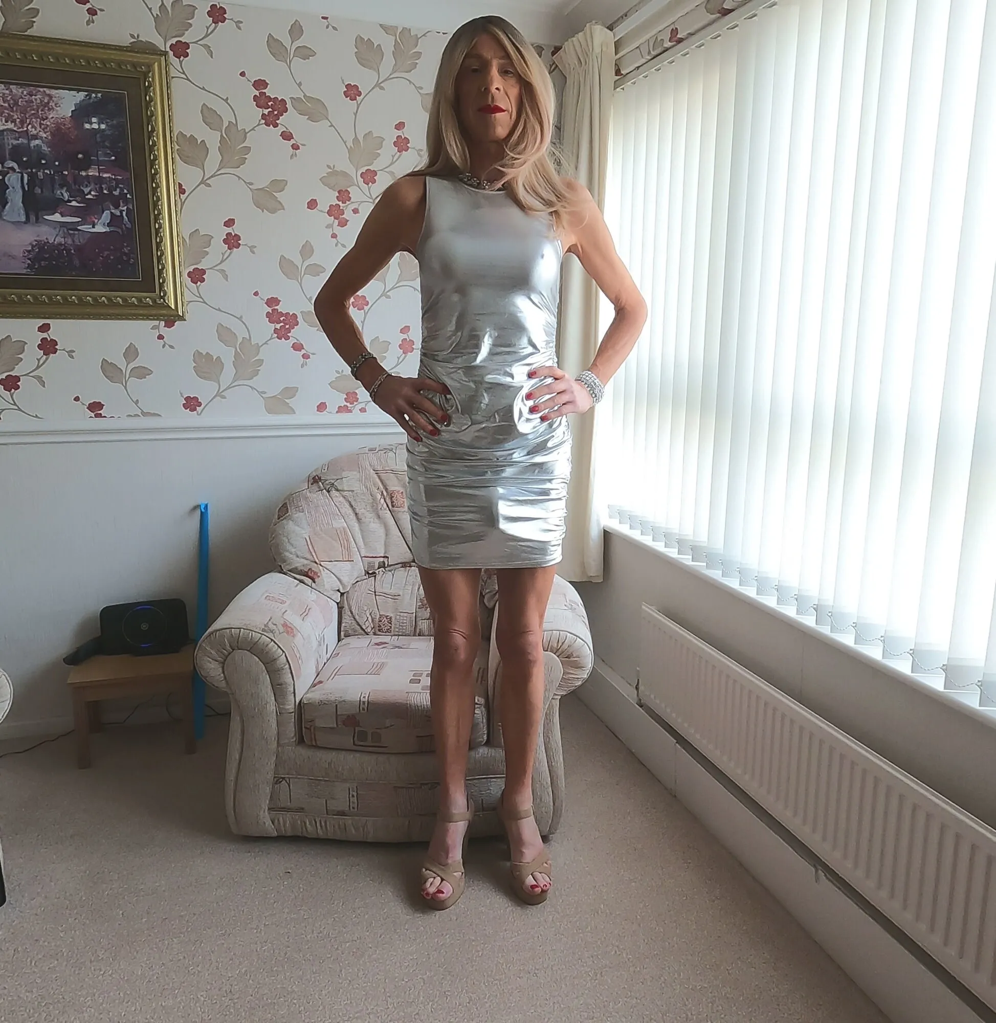 132 Alessia Travestita - Silver Party Dress