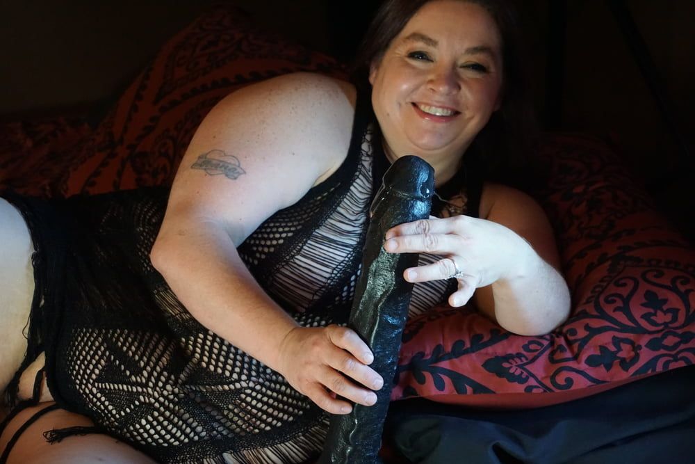 Sexy BBW Black Dress and Black Dildos #6