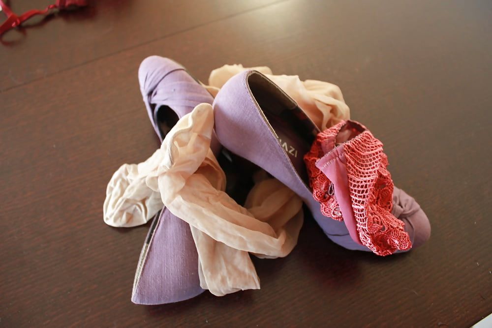 Violet heels, panties, bra, pantyhose #31