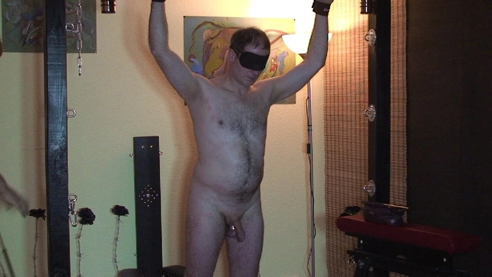 Braces, cane and machine fuck ... #49