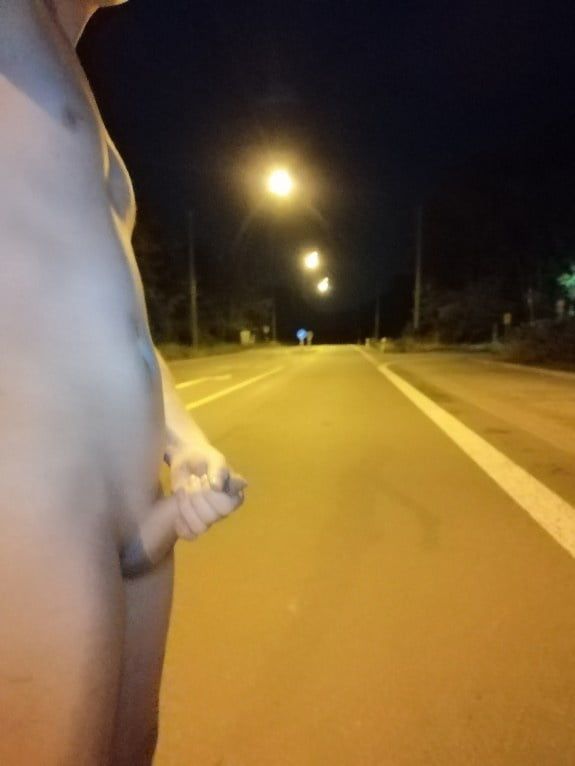 Naked at the bus stop at night #4