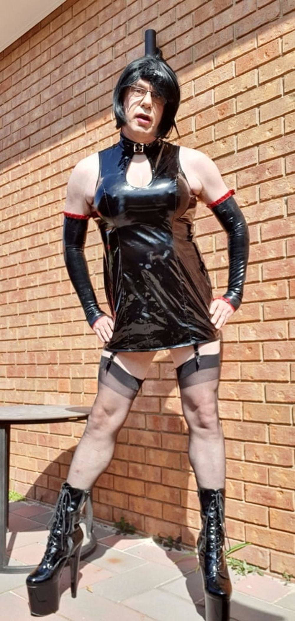 Slutty Rachel Latex in PVC Black Dress #58