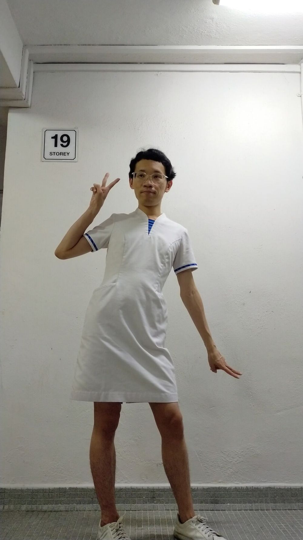 Secretly wearing a random woman&#039;s nurse dress. #6