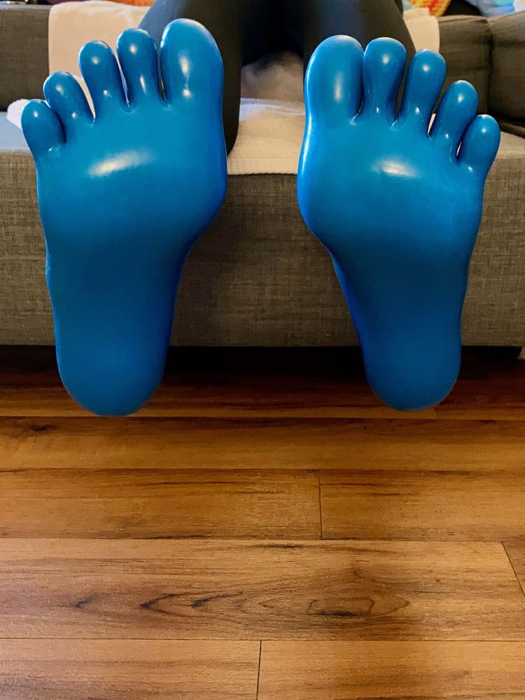 Blue Latex Toe Socks and Gloves #5