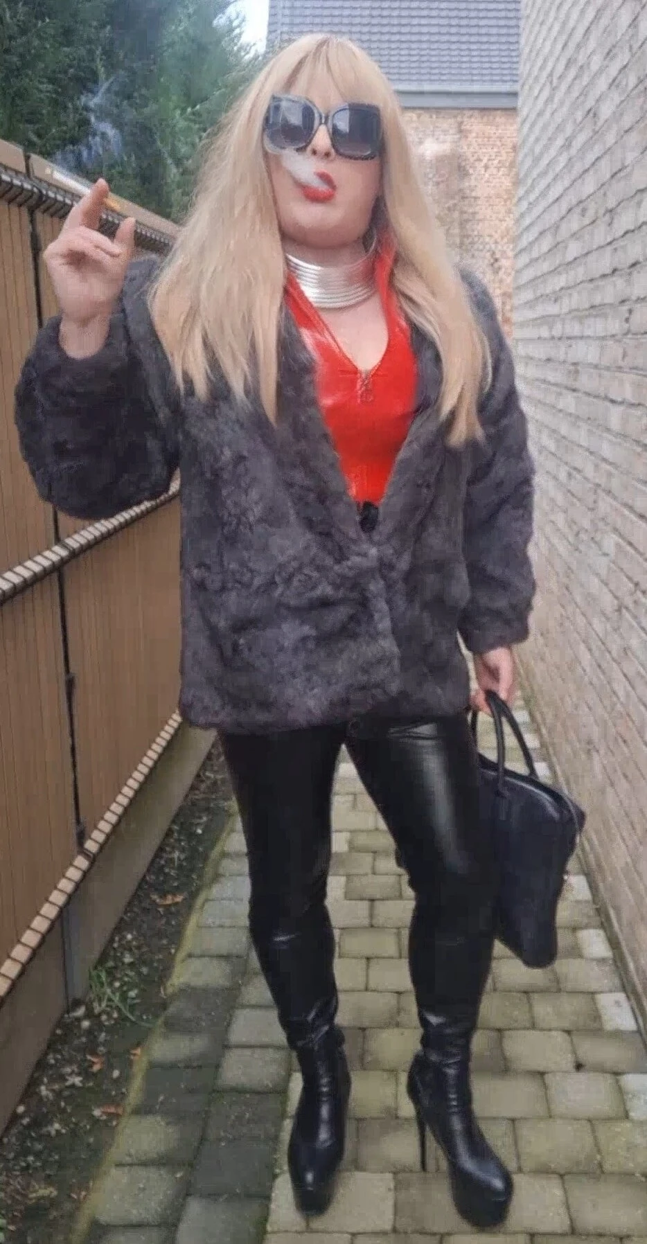 Fur and smoking outdoor