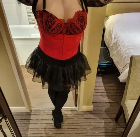 Crossdressing in matching bra and frenck knickers         