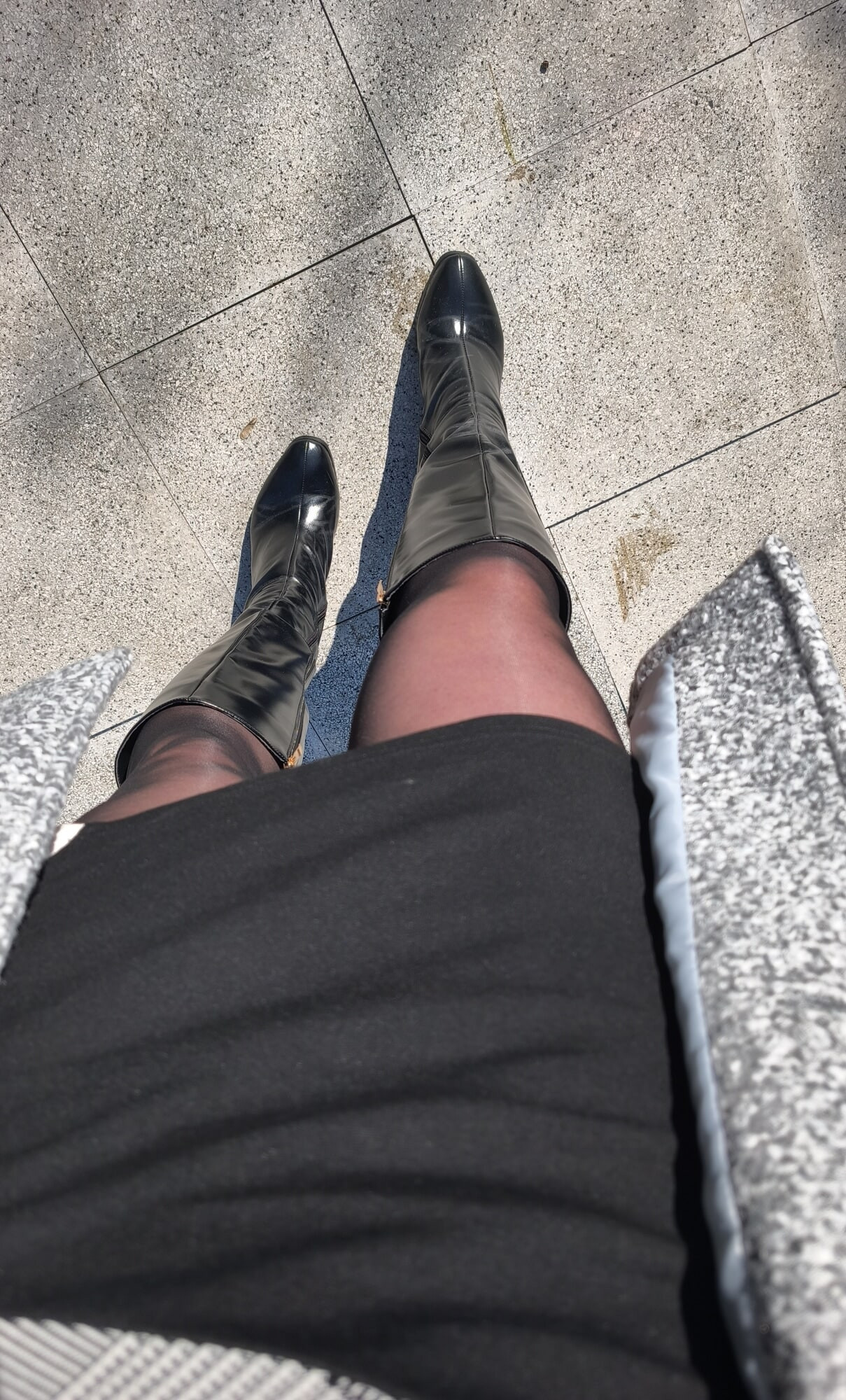 Black pantyhose and lovely short dress #52