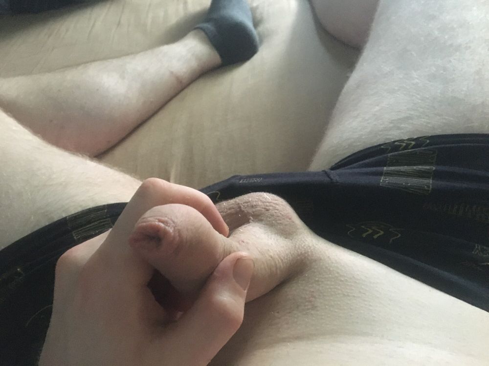 Shaved Dick With Cum Filled Balls Cockhead Foreskin Play #14