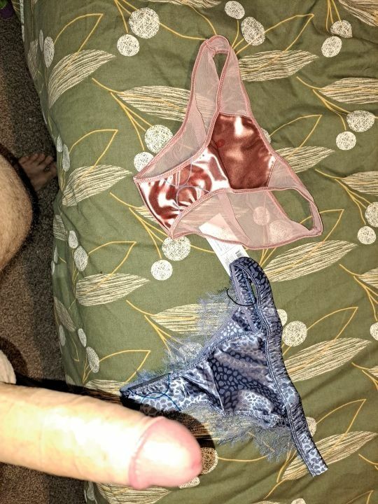 Playing with her new blue satin panties  #7