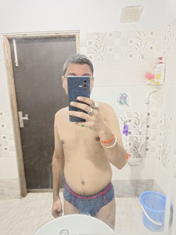 Nude boy having fun in bathroom  #2