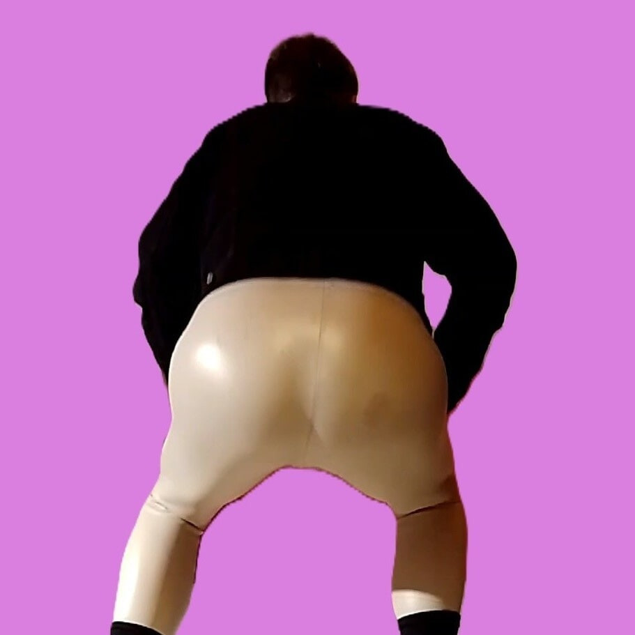 Handjob through white vinyl leggings (pink version) #14