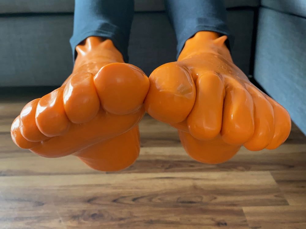 Orange Latex Toe Socks and EvoSkins #7