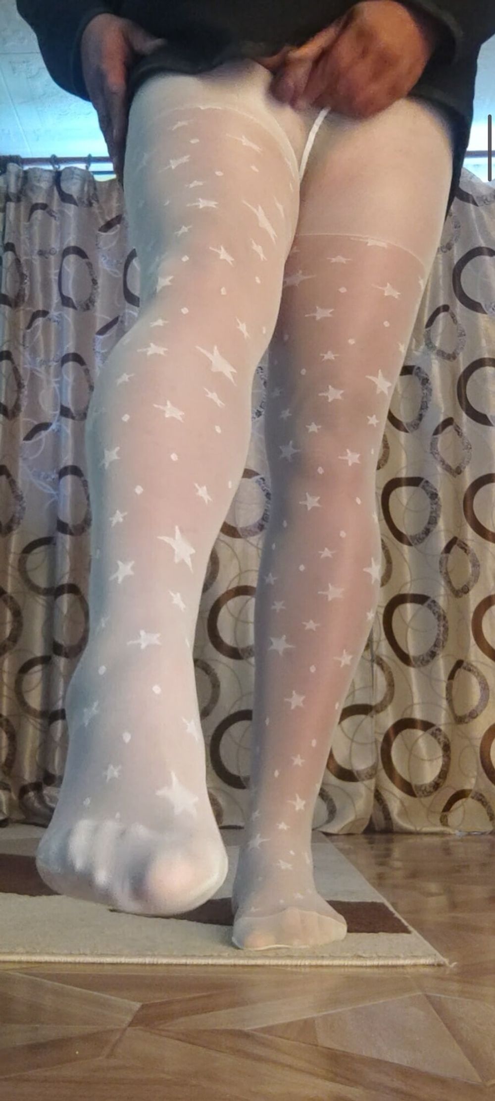 Teen white pantyhose with stars #16