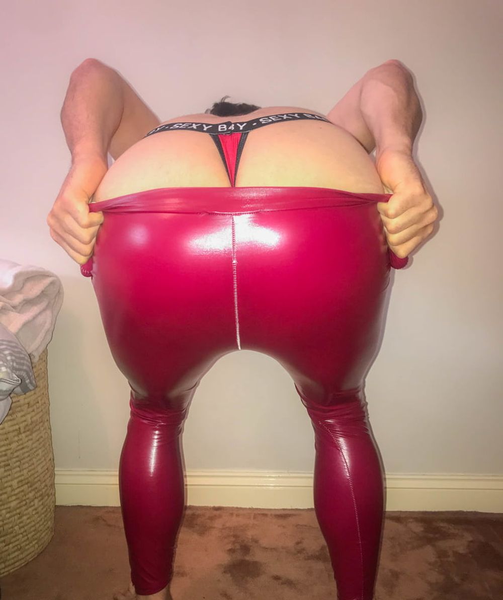 Big ass slut showing off in RED PVC BOOTS  #19