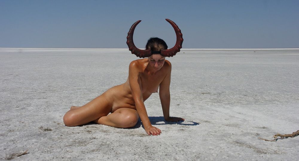 Lying naked on the salt of the saltlake Elton - Russia #35