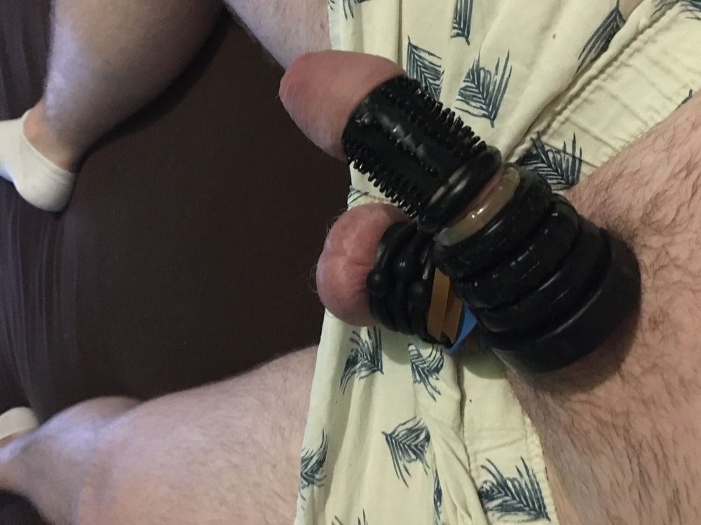 Cock Bondage With Rings Cocksleeve And Rubber Bands #14