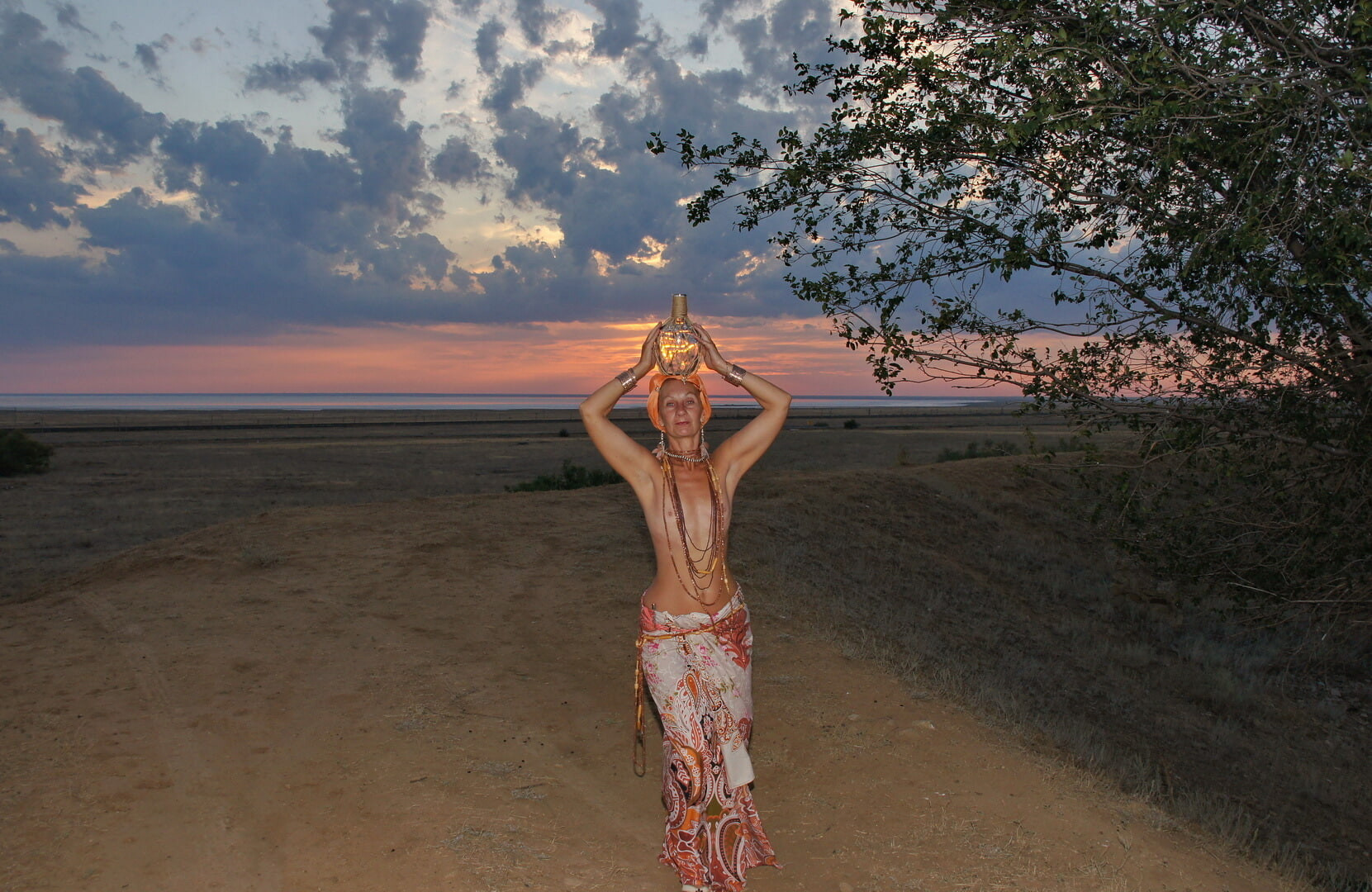 With a jug in the sunsetting sun #12