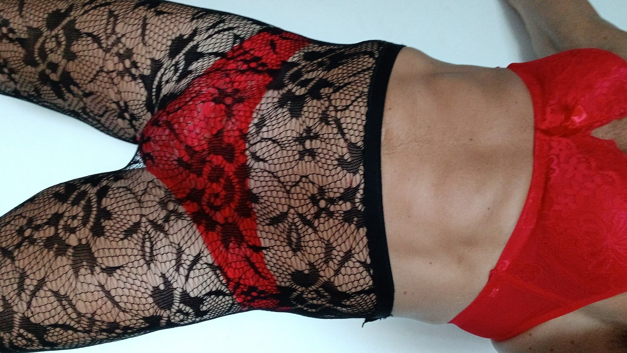 Black stoking red pantie  #27